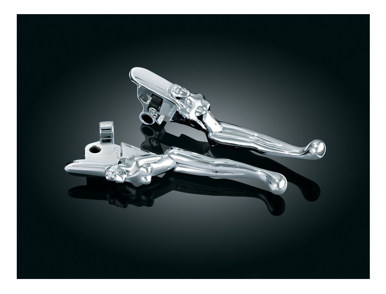 2pcs Chrome Skull Hand Brake Clutch Lever For Harley Dyna Fat Bob Softail FXST E - Foto 2