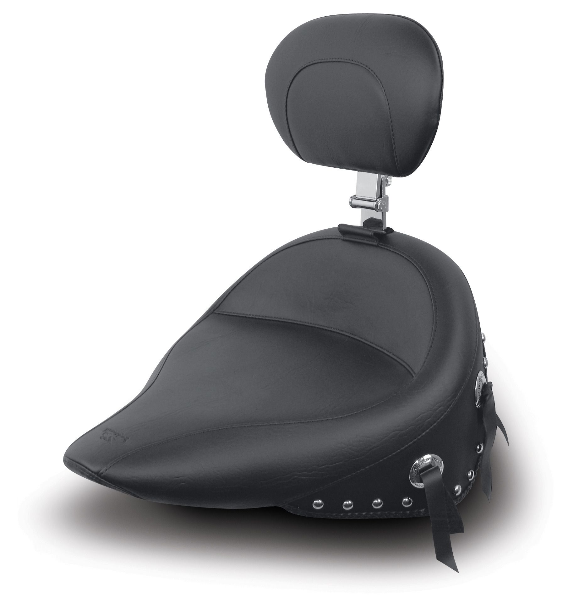 Mustang Wide Solo Seat With Driver Backrest For Harley Softail With