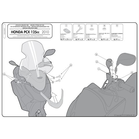 Givi D323KIT Windshield Fit Kit Honda PCX125 2011