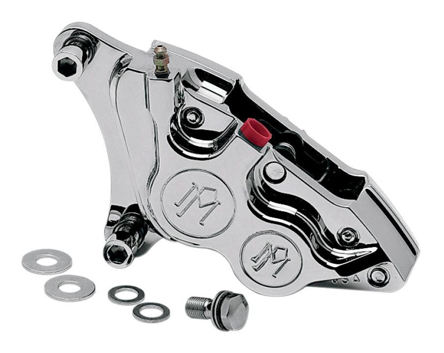 Performance Machine Four-Piston Differential-Bore Front Calipers For Harley 1984-1999 Left Caliper