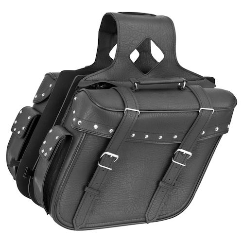 River Road Quantum Slant Studded Saddlebags RevZilla