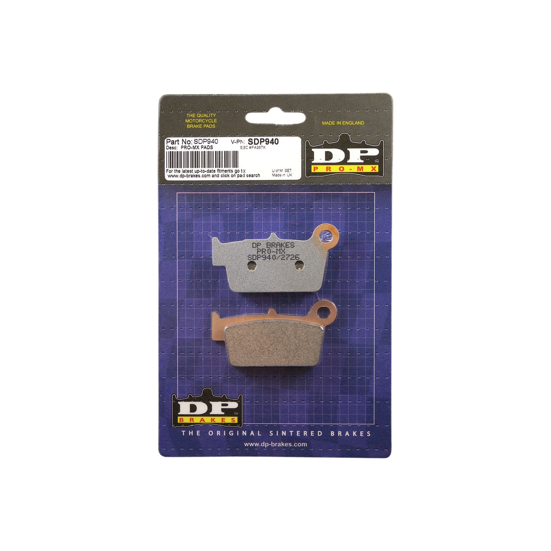 DP Brakes Pro MX Rear Brake Pads Honda / Yamaha / Suzuki / Kawasaki / 