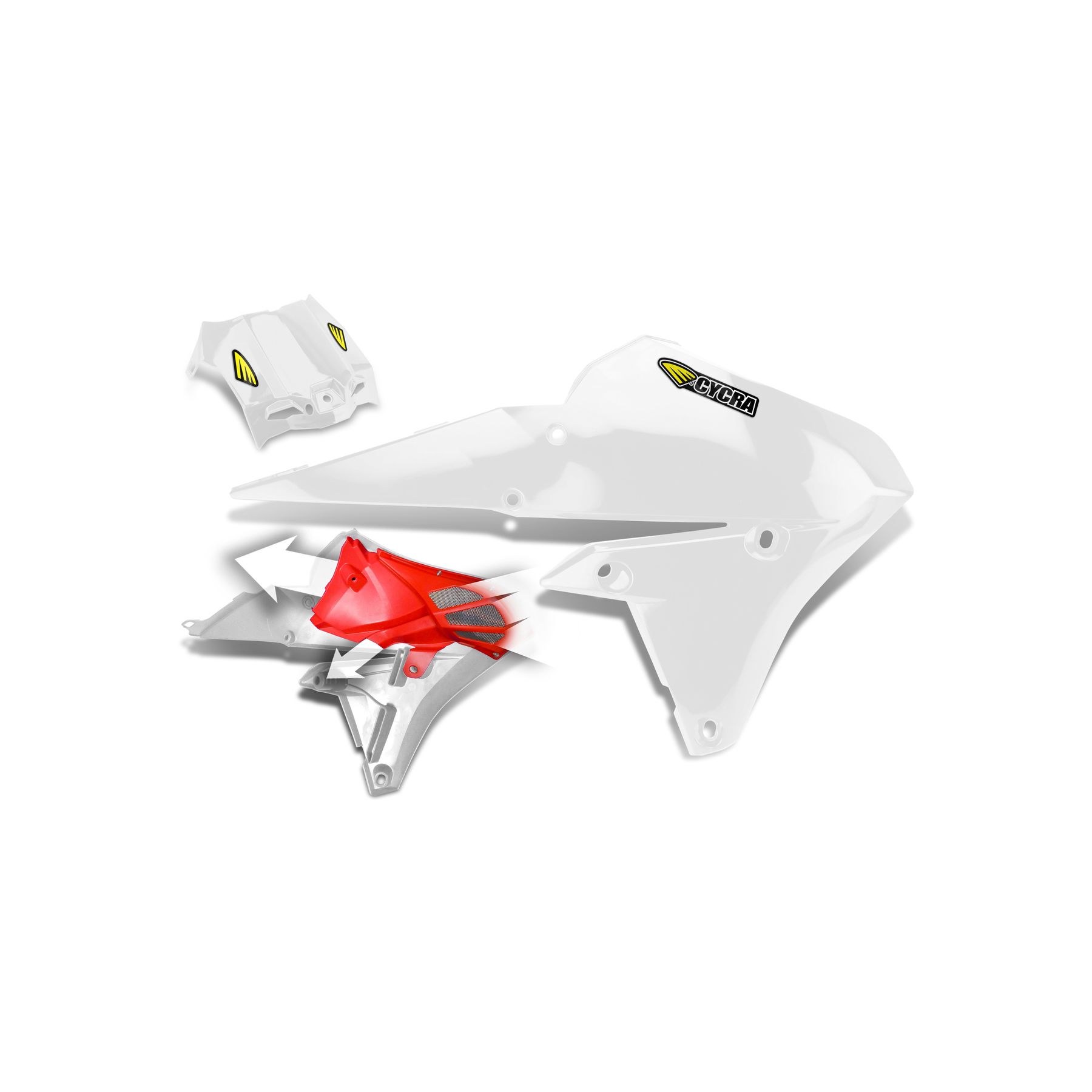 Cycra Powerflow Radiator Shrouds w/ Extension Yamaha YZ250FX / WR250F 