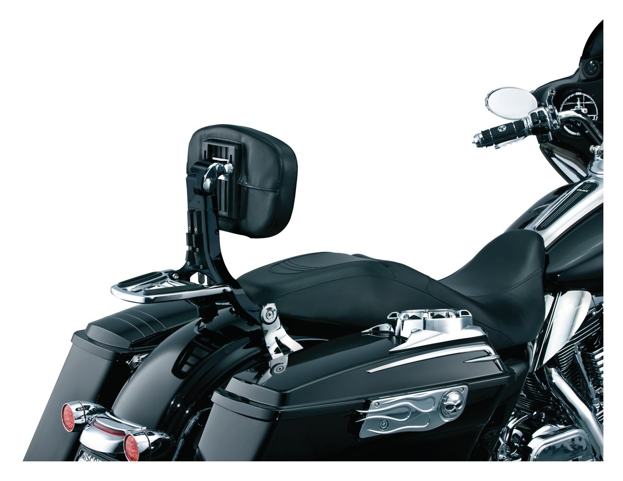 thumbnail image 2 of KUAFU Adjustable Driver Backrest For Harley Touring 1997-2024 - Plug-in Rider Backrest With Removable Pocket 2 of 3