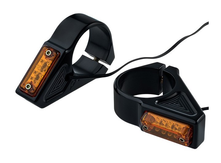 Joker Machine Fork Mount Rectangle Turn Signals For Harley 41MM