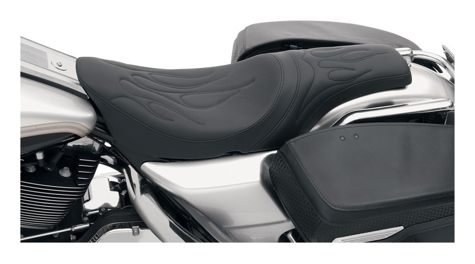 Drag Specialties Predator Seat For Harley FLHR / FLHX 1997-2007 Flame Stitch / Solar Reflective Leather