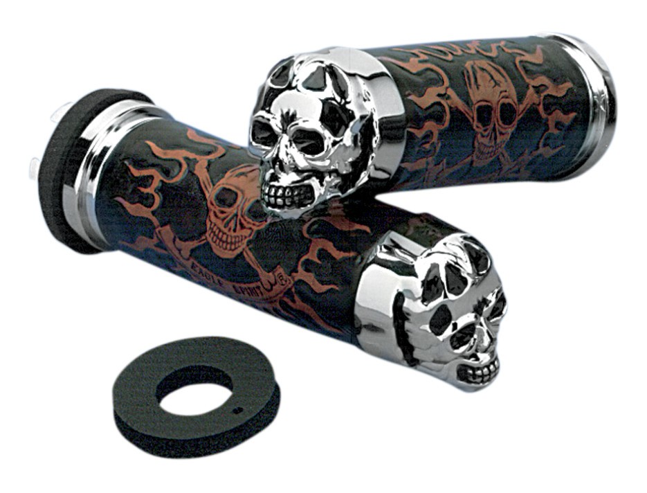 Drag Specialties Skull Grips For Harley With Dual Cable Throttle N/A