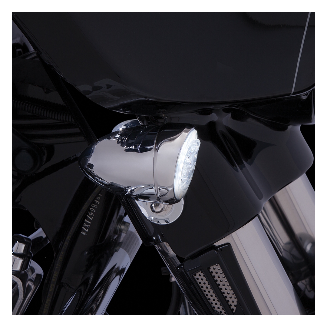 Ciro Fang LED Front Bullet Turn Signal Inserts For Harley 2000-2025 Clear