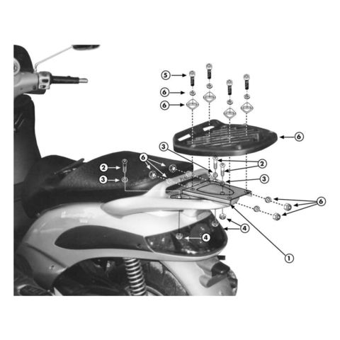Givi E341 Top Case Rack Piaggio Beverly 200 / 250 2003-2004