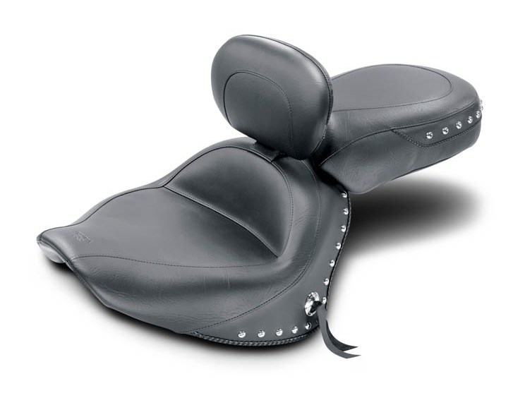 Mustang Wide Touring Seat Yamaha XVS1300 V-Star / Tourer / Deluxe 2007-2016 Studded With Driver Backrest