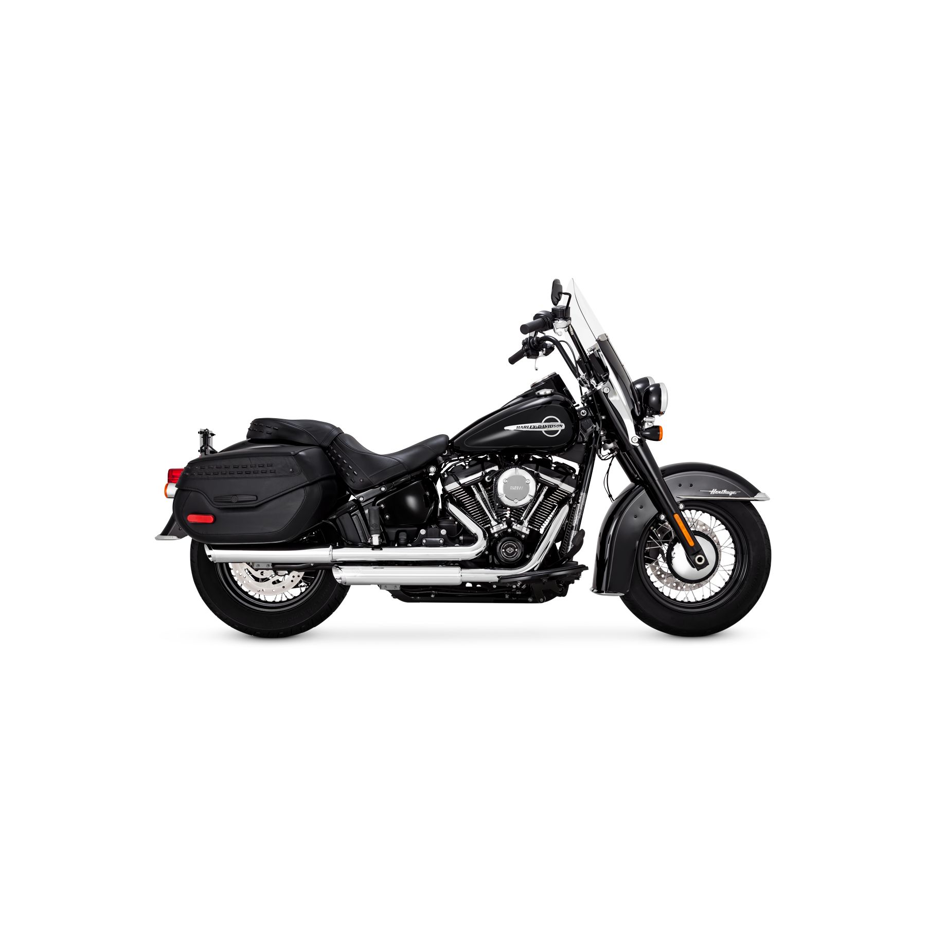 Vance & Hines 3 Round Twin Slash Slip-On Mufflers For Harley Softail H