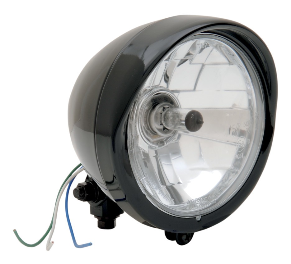 Drag Specialties 5 3/4" Diamond Style Bottom-Mount Headlight Assembly With Visor w/ Visor