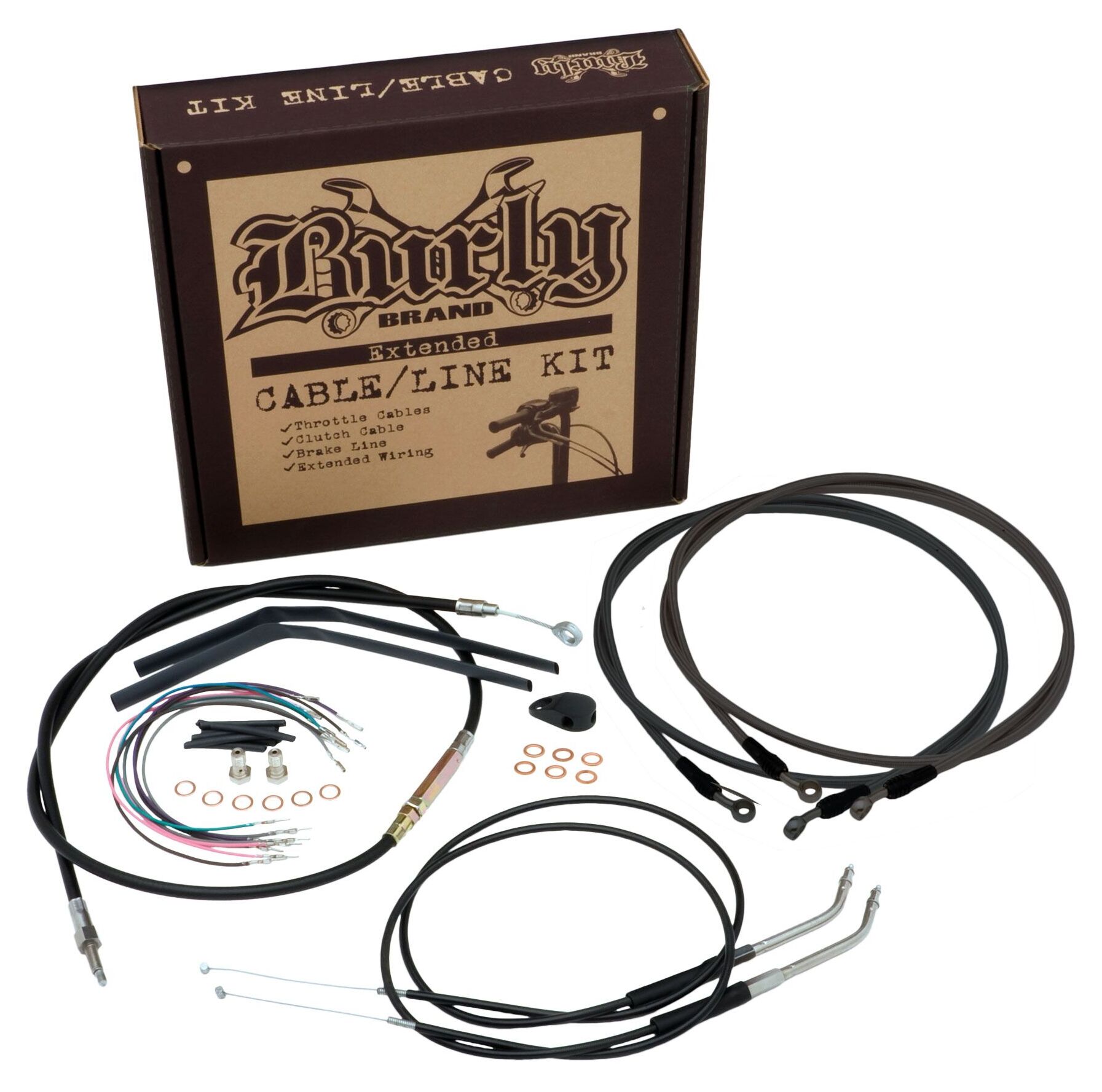 Burly T-Bar Cable Installation Kit For Harley Softail w/ABS 2018-2025 12" Tall Bars