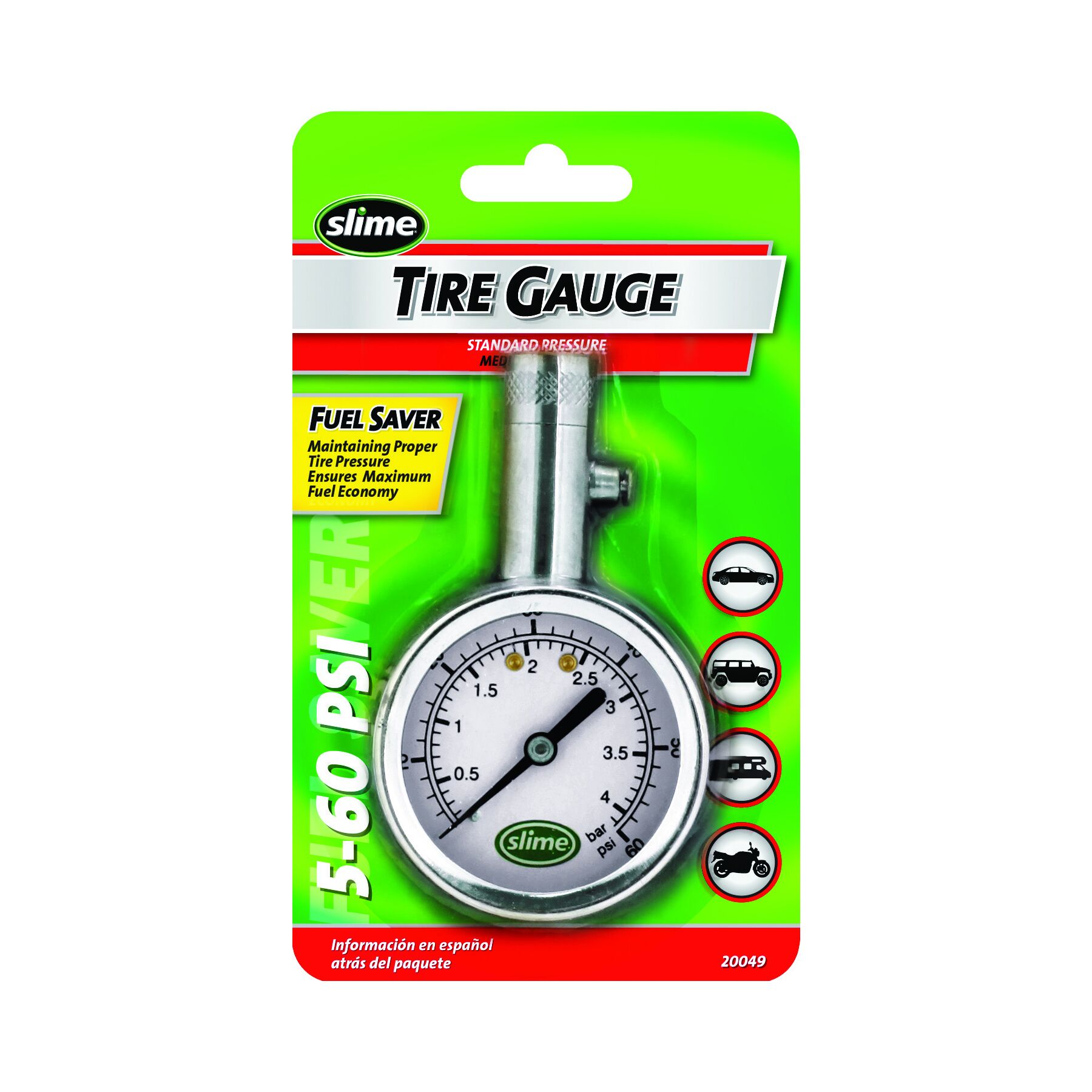 Slime 5-60 PSI Dial Gauge