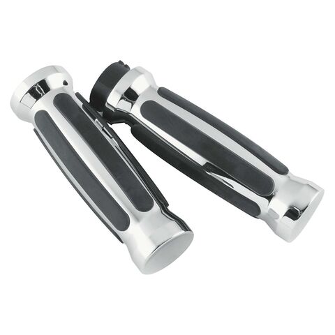 Biker's Choice Chrome And Rubber Grips For Harley With Dual Cable Throttle