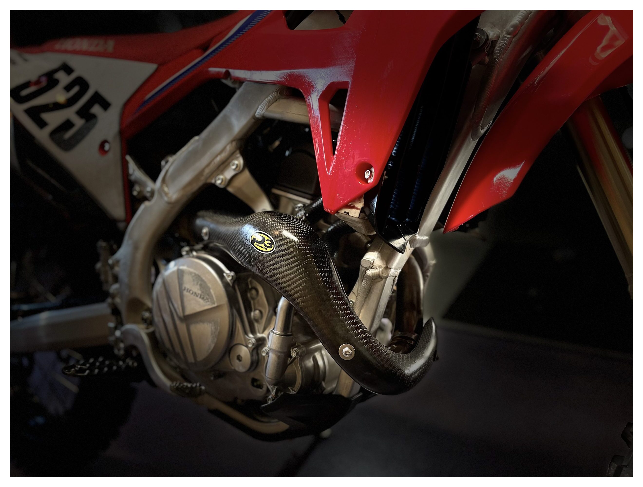 P3 Carbon Fiber MAXCoverage Heat Shield Honda CRF450R / CRF450RX / CRF450R-S 2021-2024 OEM Header