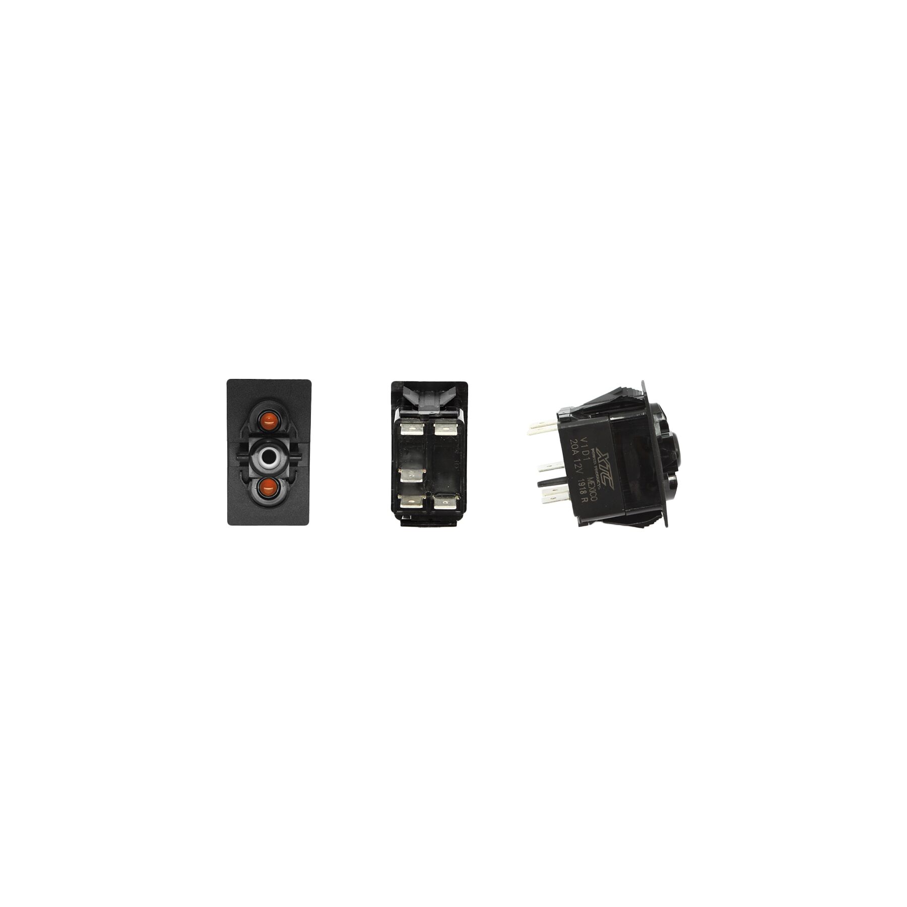 XTC Power Products SPST Carling Rocker Switch with Amber / Amber LEDs