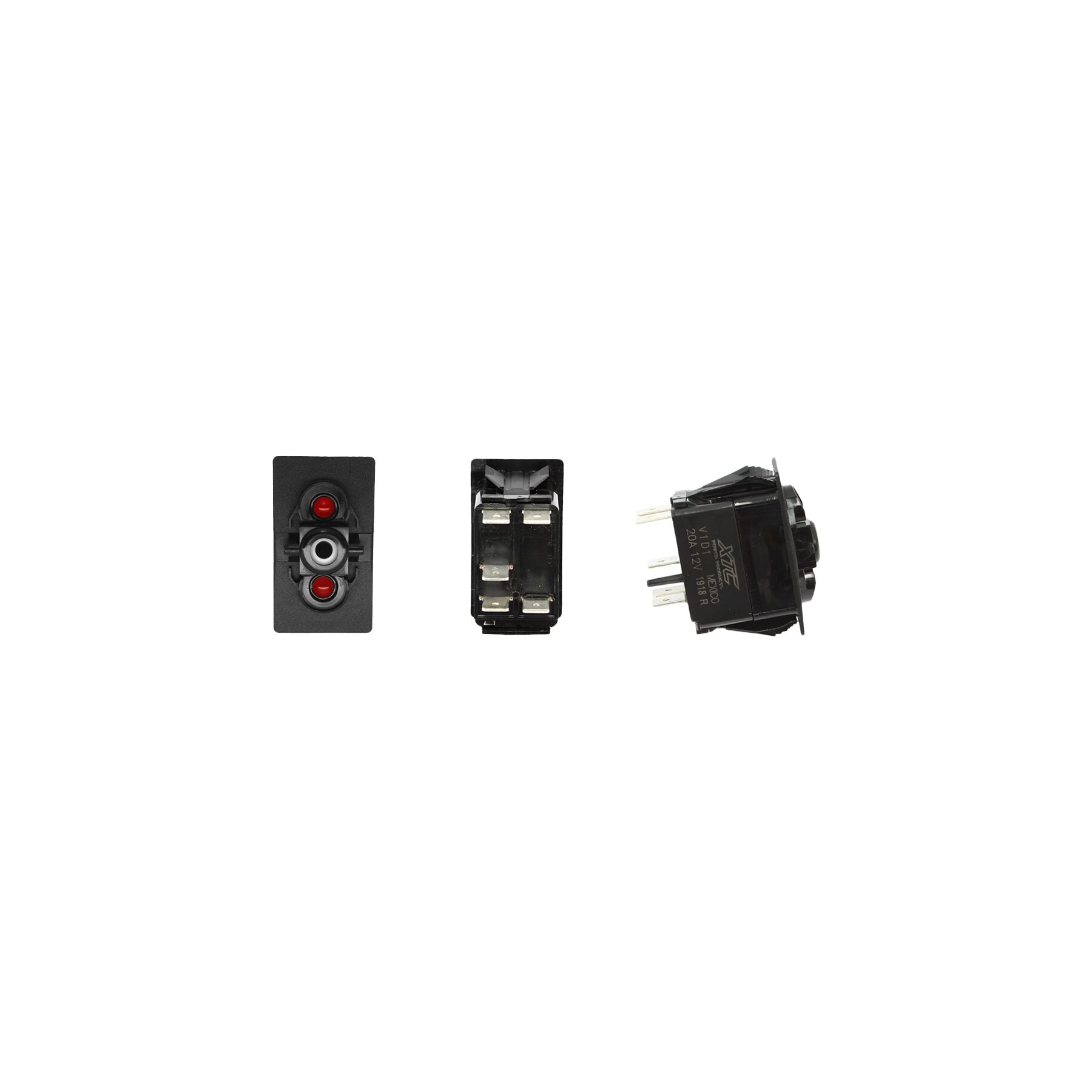 XTC Power Products SPST Carling Rocker Switch with Red / Red LEDs