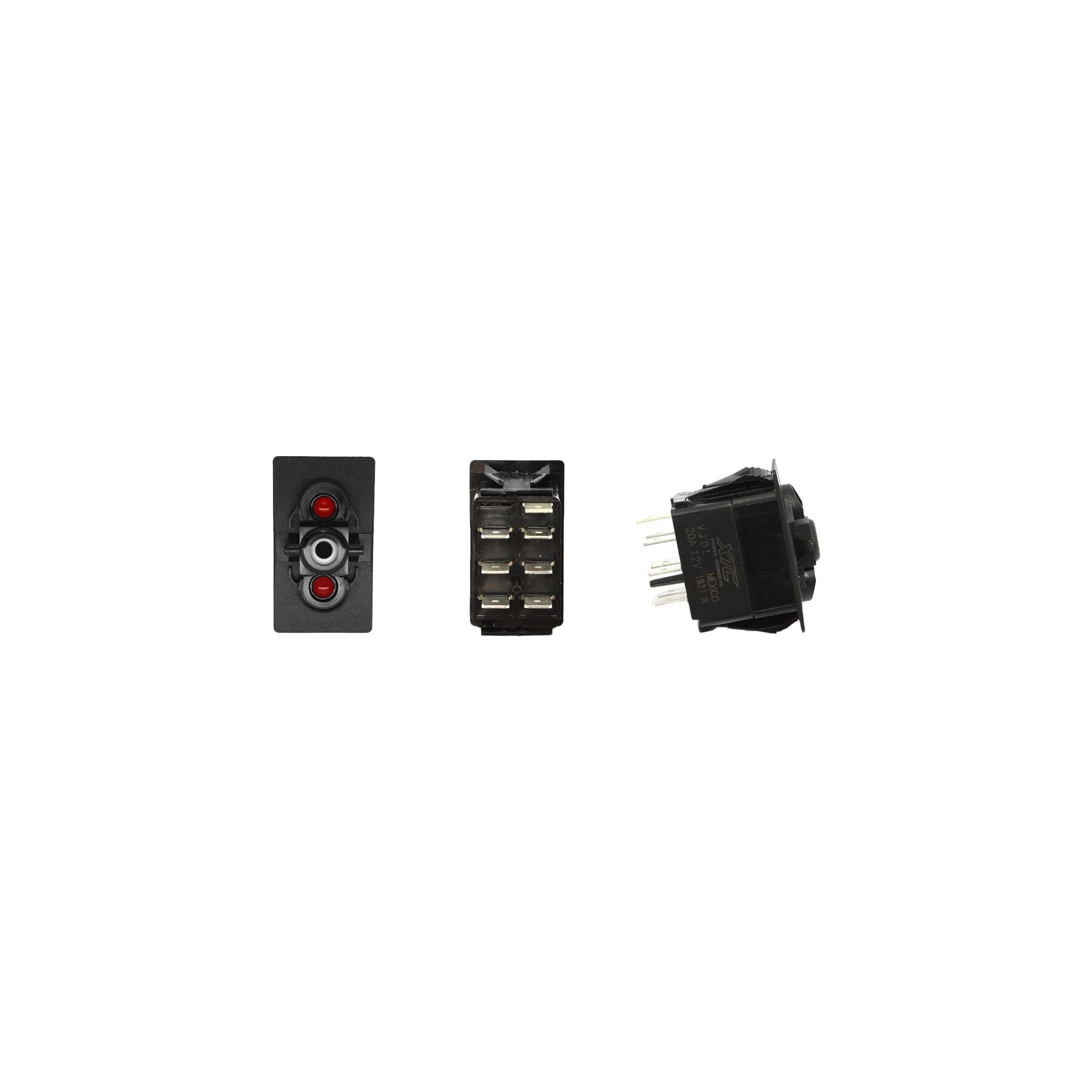 XTC Power Products DPDT Carling Rocker Switch with Red / Red LEDs