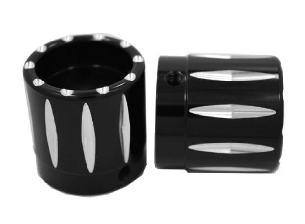 Avon Front Axle Nut Covers For Harley 1980-2007 Rival / Black