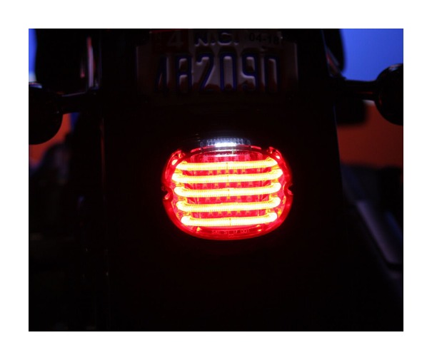 Custom Dynamics ProBEAM Low Profile LED Taillight With Turn Signals For Harley 1999-2025 Red With Bottom License Plate Light Window