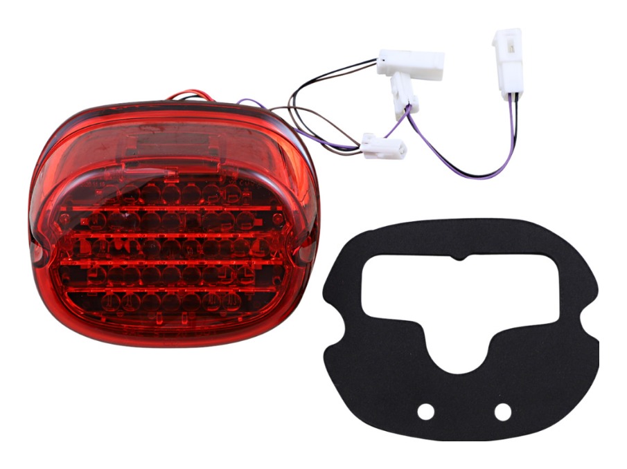 Custom Dynamics Low Profile LED Taillight With Turn Signals For Harley Red Lens Top Plate window
