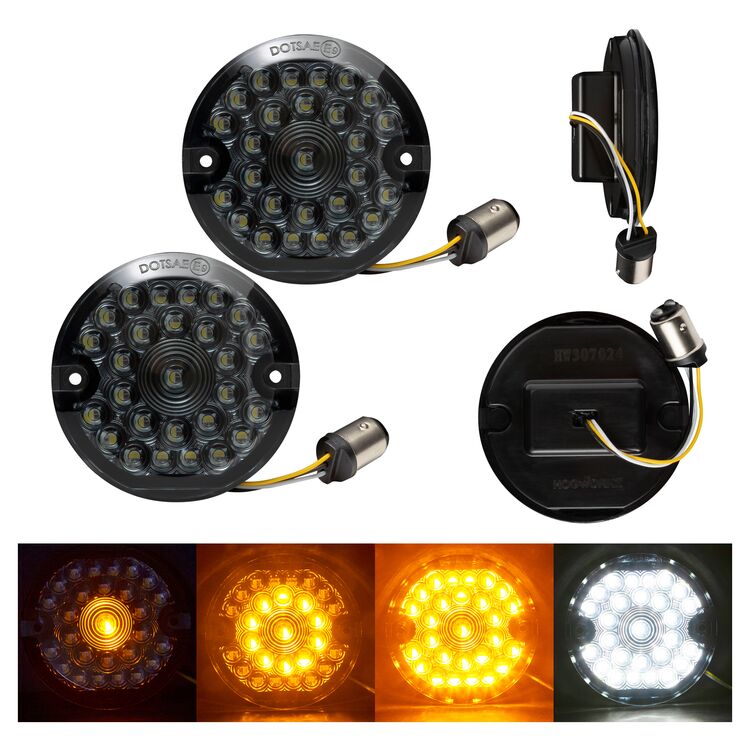 HogWorkz Sequentialz Front LED Turn Signal Inserts For Harley Touring / Softail 1986-2023