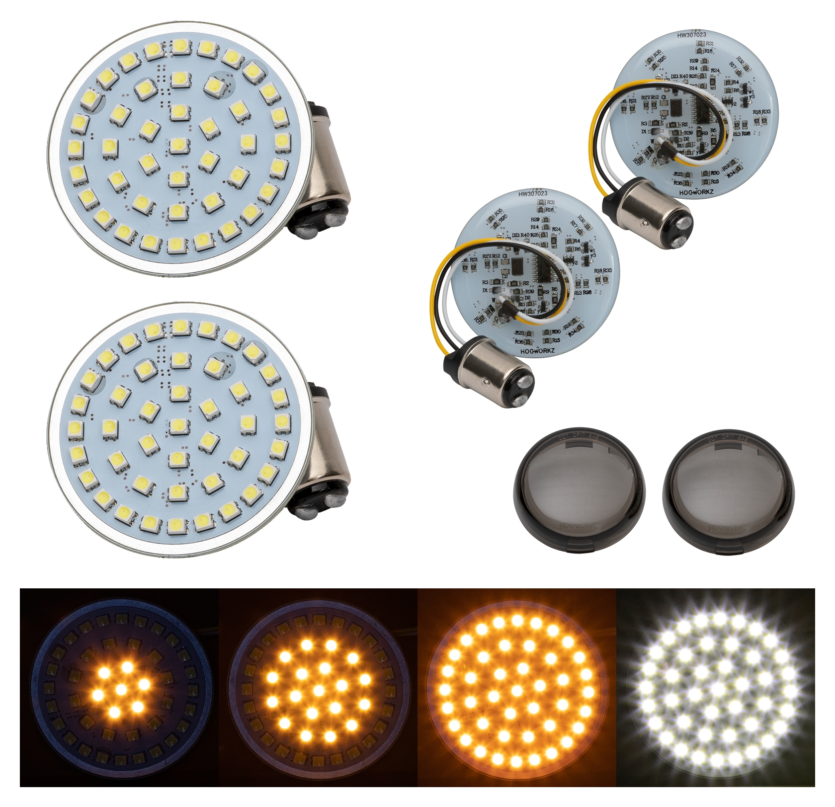 HogWorkz Sequentialz 1157 Front LED Inserts For Harley Bullet