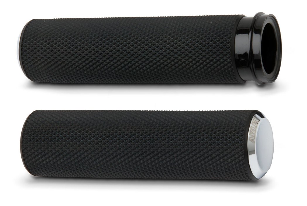 Arlen Ness Anodized Knurled Grips For Harley With Dual Cable Throttle N/A