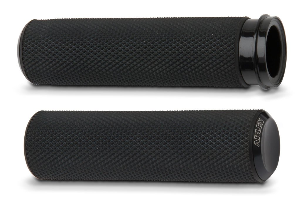 Arlen Ness Anodized Knurled Grips For Harley With Dual Cable Throttle N/A