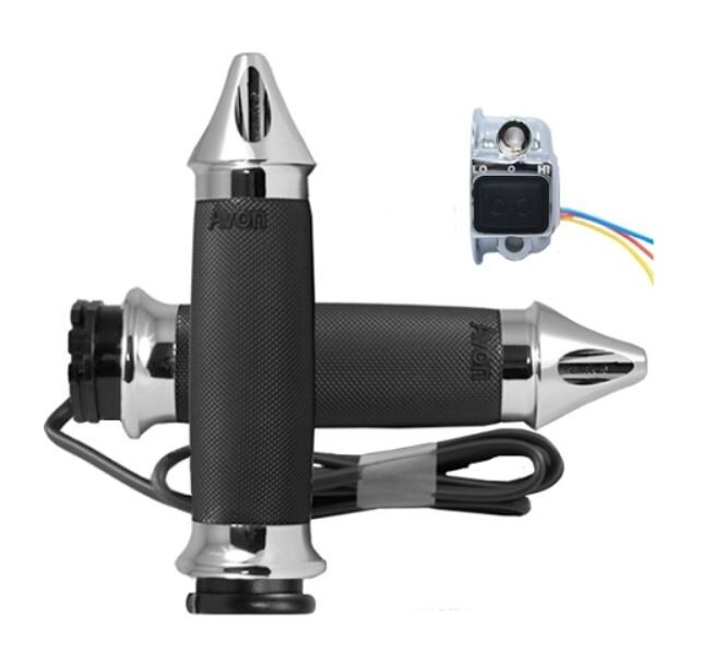 Avon Custom Contour Spike Heated Grips For Harley With Dual Cable Throttle Dual Cable Throttle