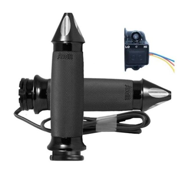 Avon Custom Contour Spike Heated Grips For Harley With Dual Cable Throttle Dual Cable Throttle