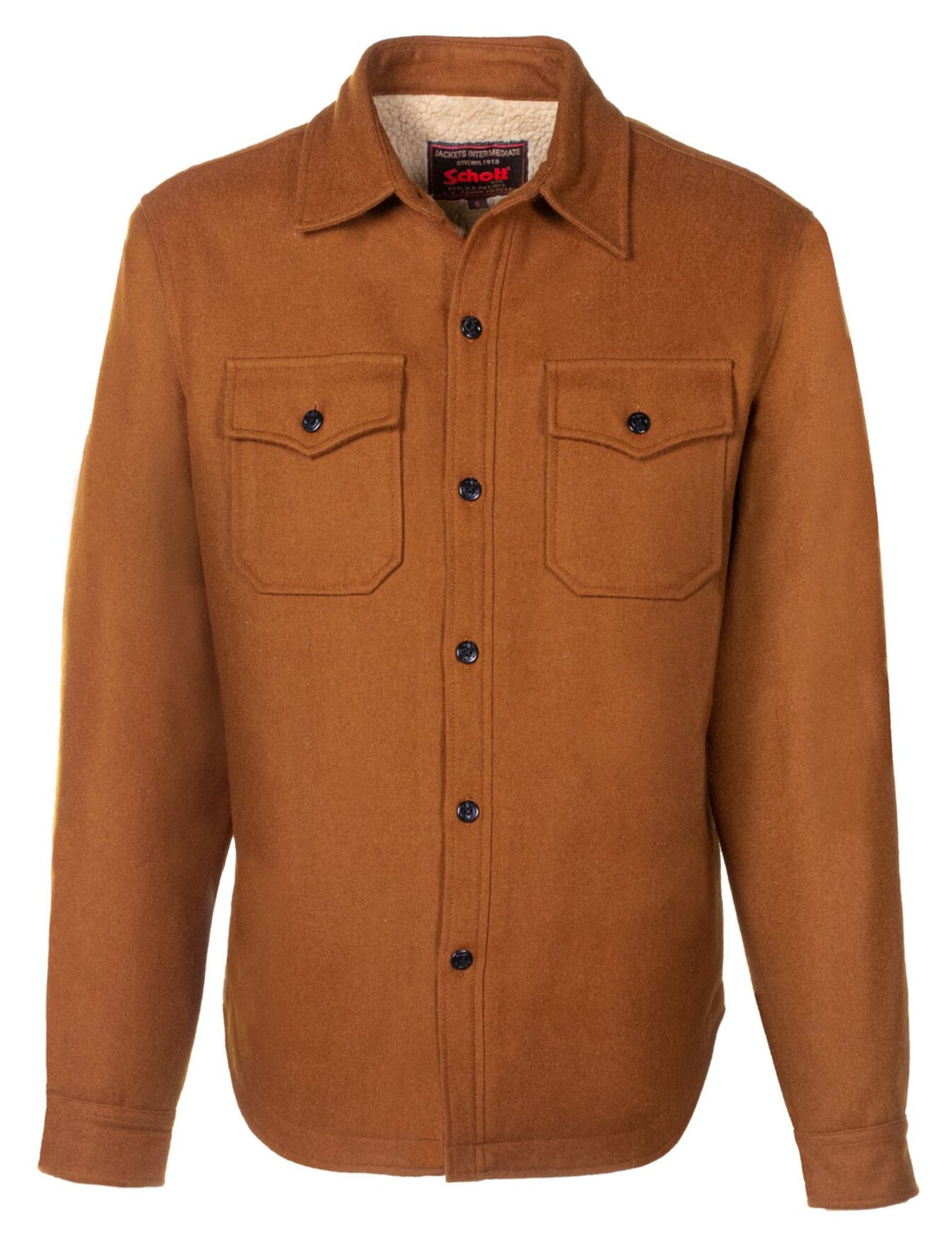 Schott CPO Faux Sherpa Lined Shirt - RevZilla