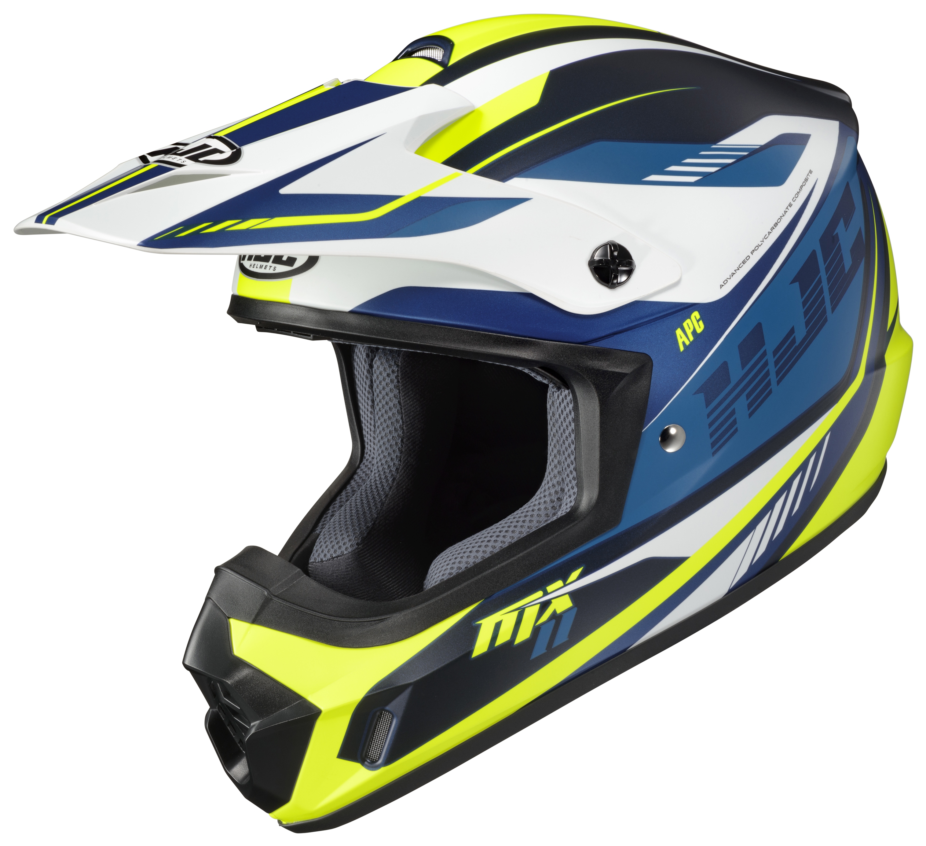 White/Blue/Hi-Viz Yellow HJC CS-MX 2 Drift Helmet