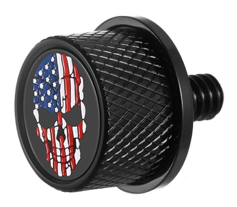 Figurati Designs Seat Mounting Knob For Harley Red, White, Blue Skull