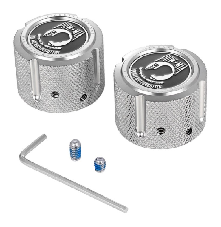 Figurati Designs Front Axle Nut Covers for Harley 2002-2025 POW MIA