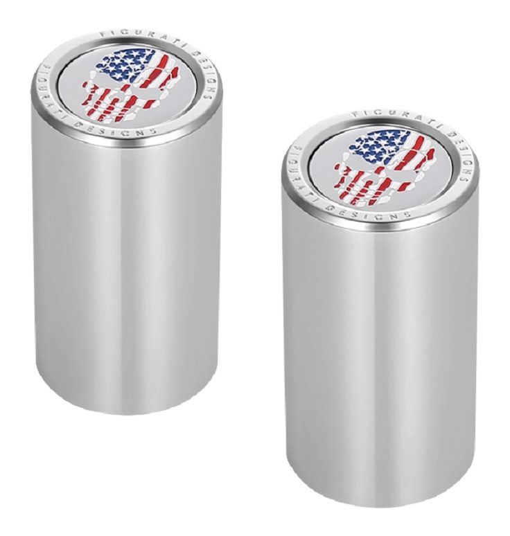 Figurati Designs Docking Hardware Covers For Harley Black / Wide Red, White, Blue Skull