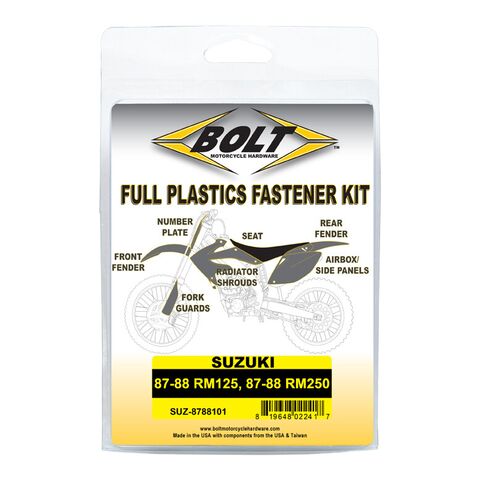 Bolt Hardware Full Plastics Fastener Kit Suzuki RM125 / RM250 1987-1988