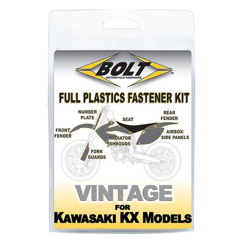 Bolt Hardware Full Plastics Fastener Kit Kawasaki KX125 / KX250 1992-1993