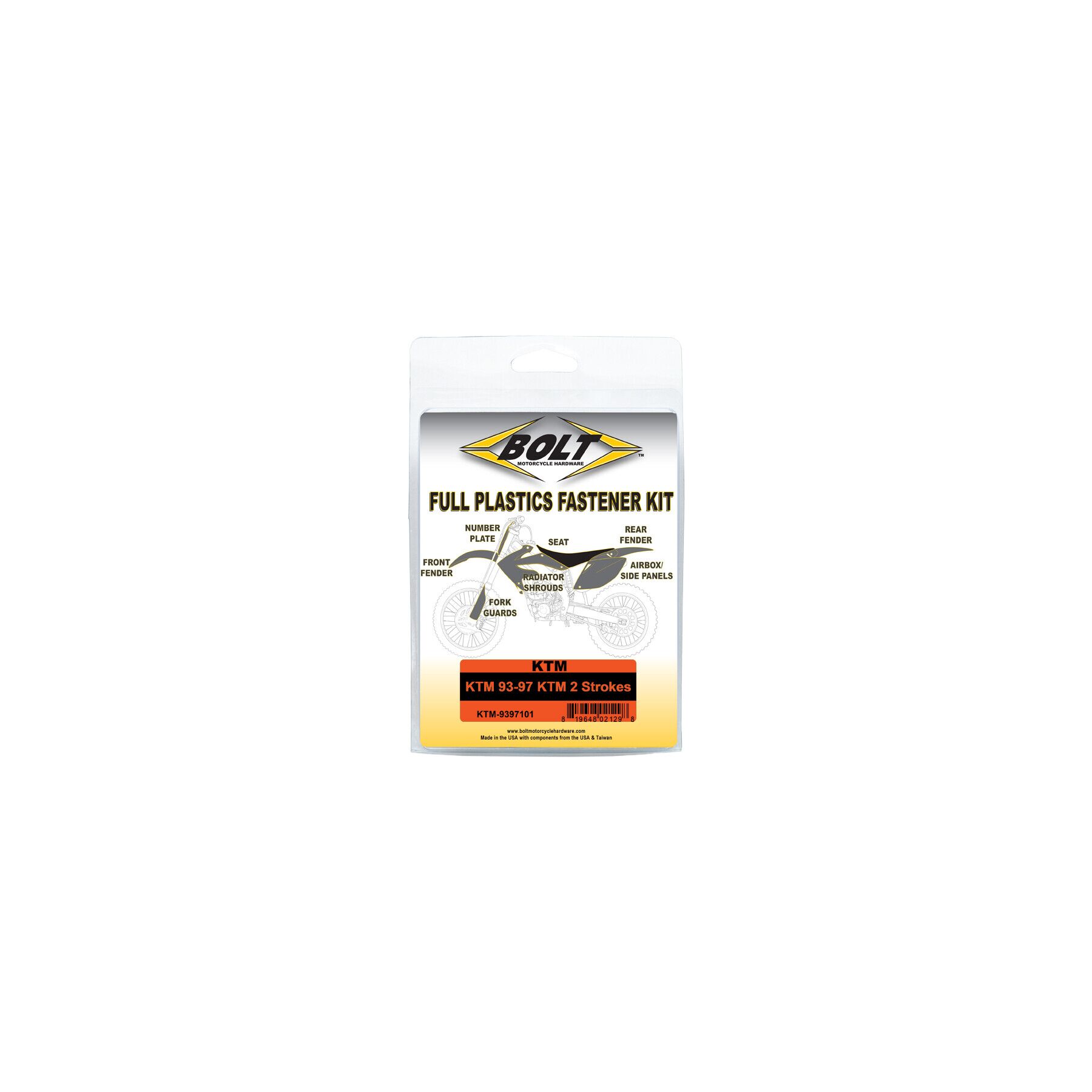 Bolt Hardware Full Plastics Fastener Kit KTM 250cc-300cc 1993-1997