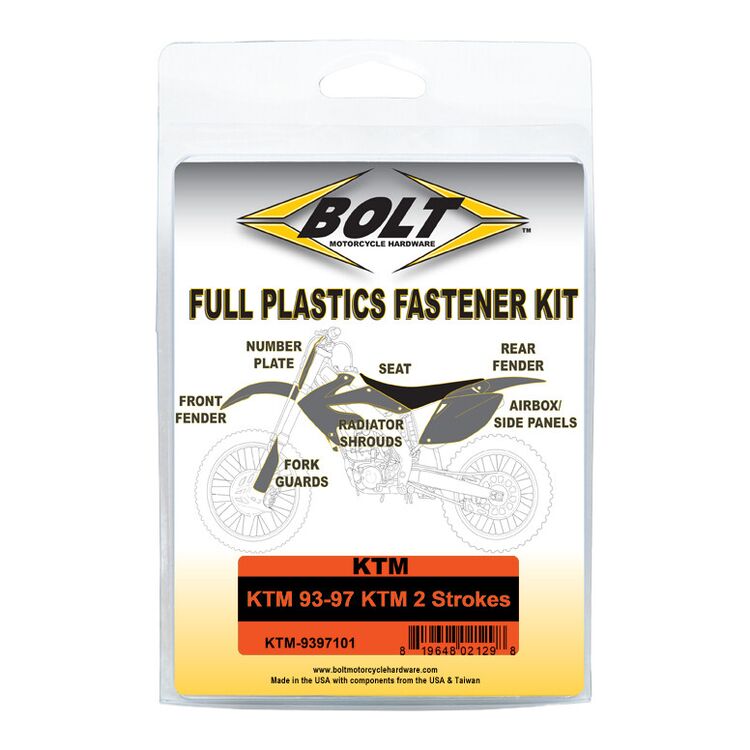 Bolt Hardware Full Plastics Fastener Kit KTM 250cc-300cc 1993-1997