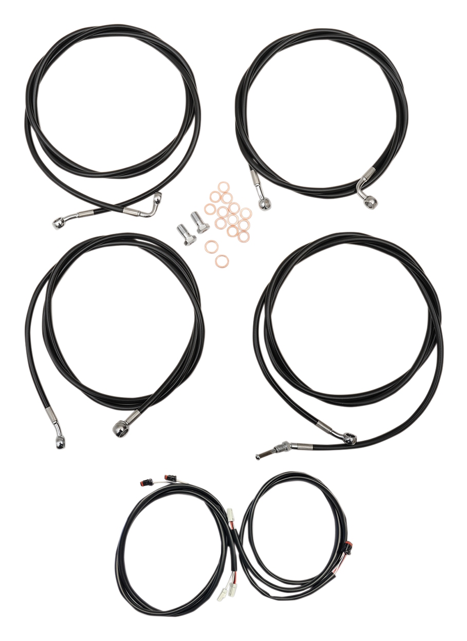 LA Choppers Complete Plug And Play Cable/Brake Line Kit For Harley ABS Touring 2017-2020 18"-20" Apes