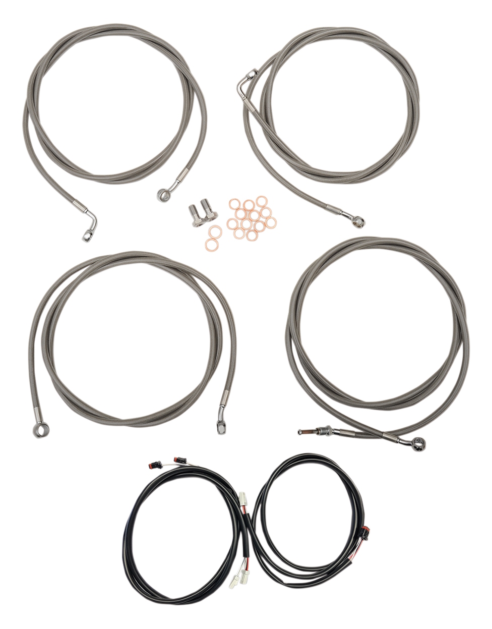 LA Choppers Complete Plug And Play Cable/Brake Line Kit For Harley ABS Touring 2017-2020 15"-17" Apes