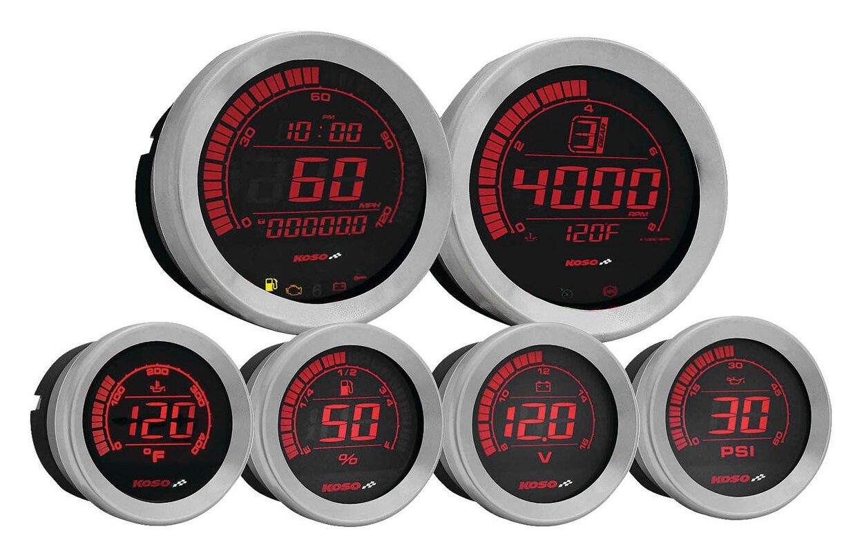 Koso HD-02 Six Gauge Kit For Harley Touring 2004-2013 With Oil Temp
