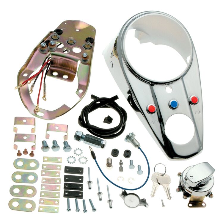 Milwaukee Twins 3-Light Dash And Mounting Kit For Harley FLH / FX 1958-1984