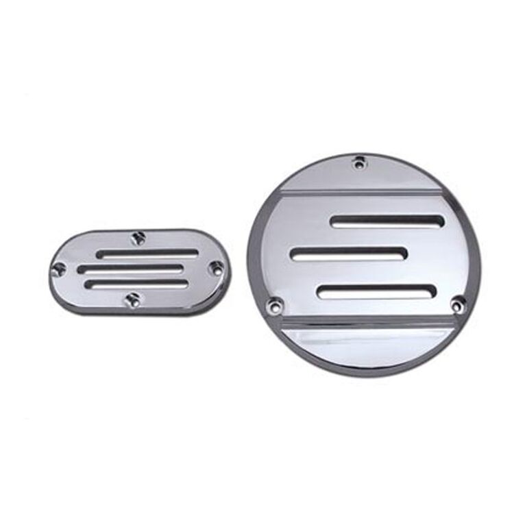 V-Twin Mfg. Vented Billet Derby And Inspection Cover Kit For Harley Big Twin 1970-1998