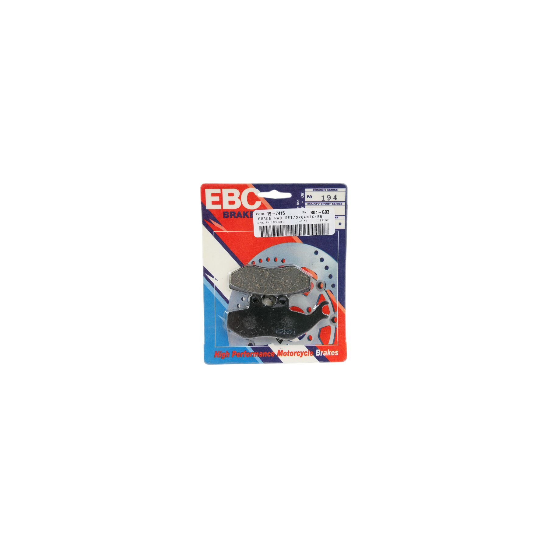 EBC FA194 Front Organic Brake Pads Aprilia RS 50 1999-2005