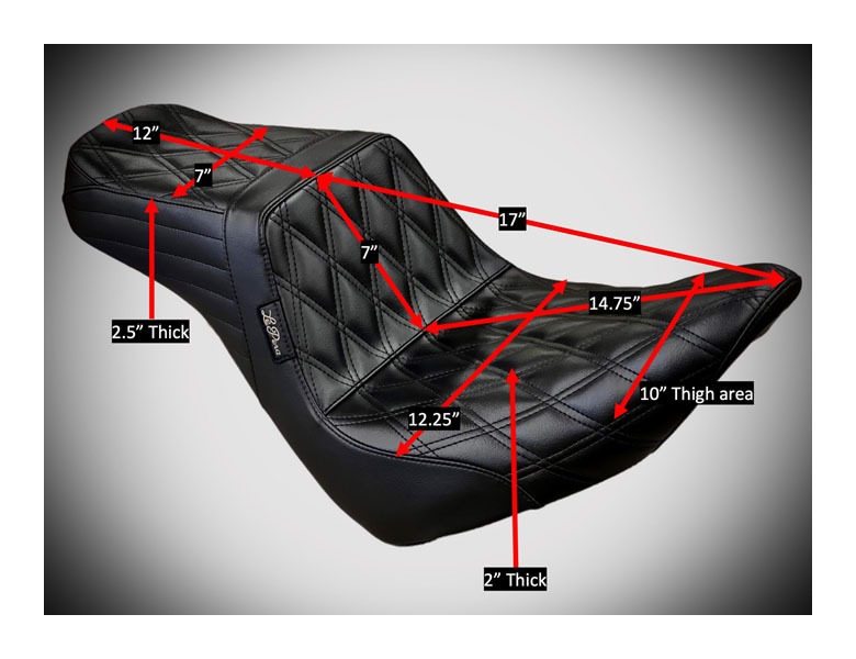 Le Pera TailWhip Double Diamond Stitch 2-Up Seat For Harley