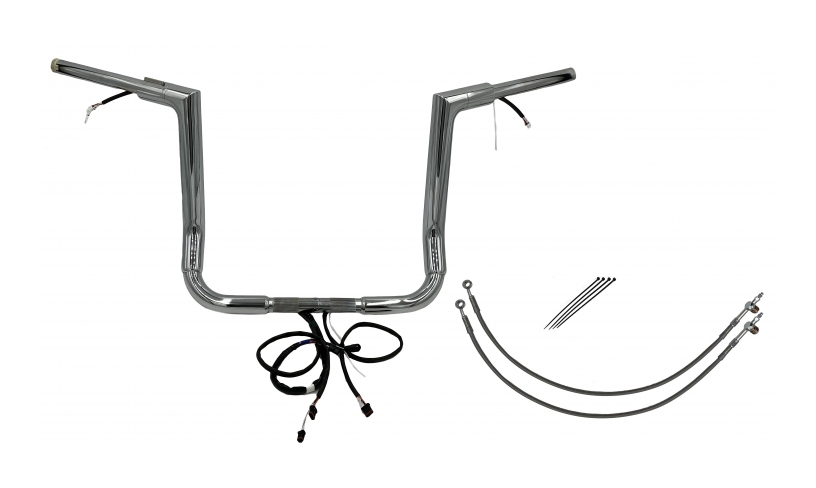 Fat Baggers Inc. 1 1/2" Wired Flat Top Handlebar Kit For Harley Touring 2016-2020 14" Rise