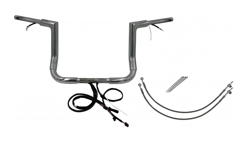 Fat Baggers Inc. 1 1/2" Wired Flat Top Handlebar Kit For Harley Touring 2014-2015 12" Rise